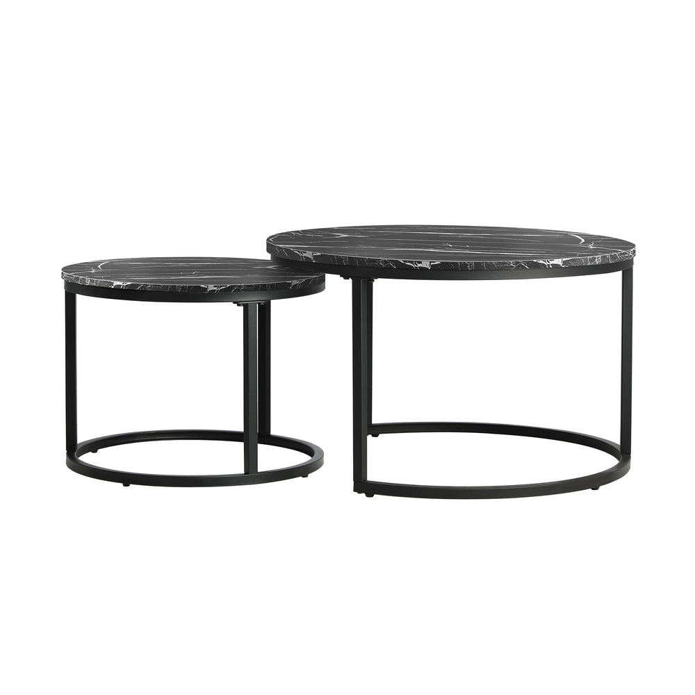 Set of 2 Coffee Table Round Nesting Side End Table