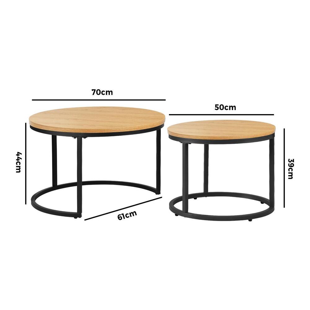 Set of 2 Coffee Table Round Nesting Side End Table