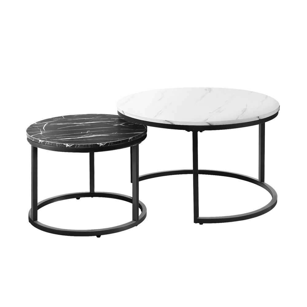 Set of 2 Coffee Table Round Nesting Side End Table