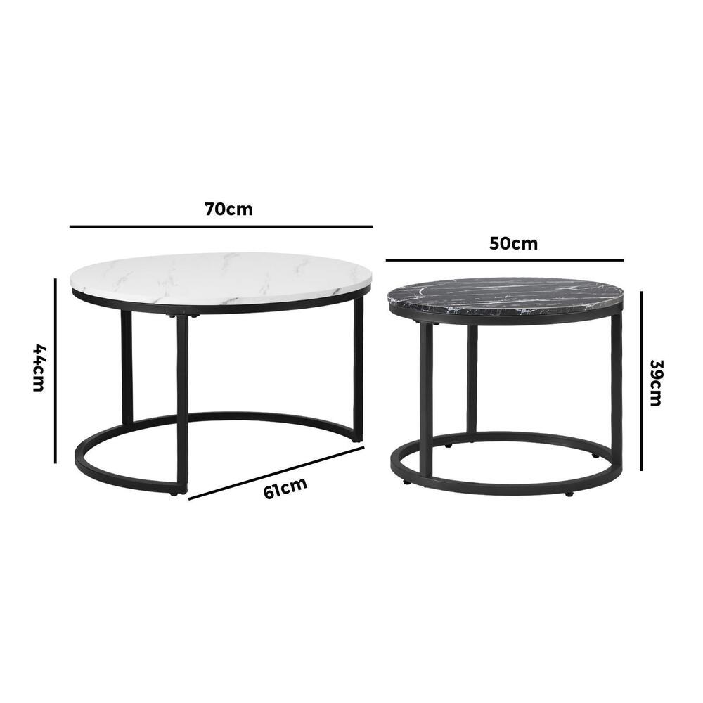 Set of 2 Coffee Table Round Nesting Side End Table