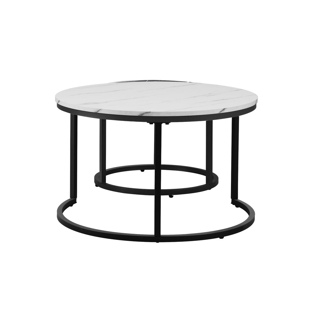 Set of 2 Coffee Table Round Nesting Side End Table