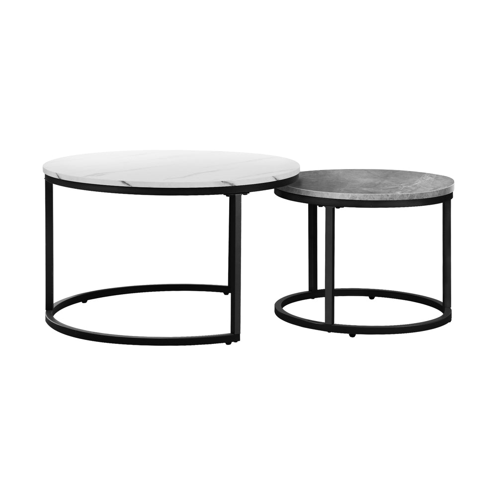 Set of 2 Coffee Table Round Nesting Side End Table