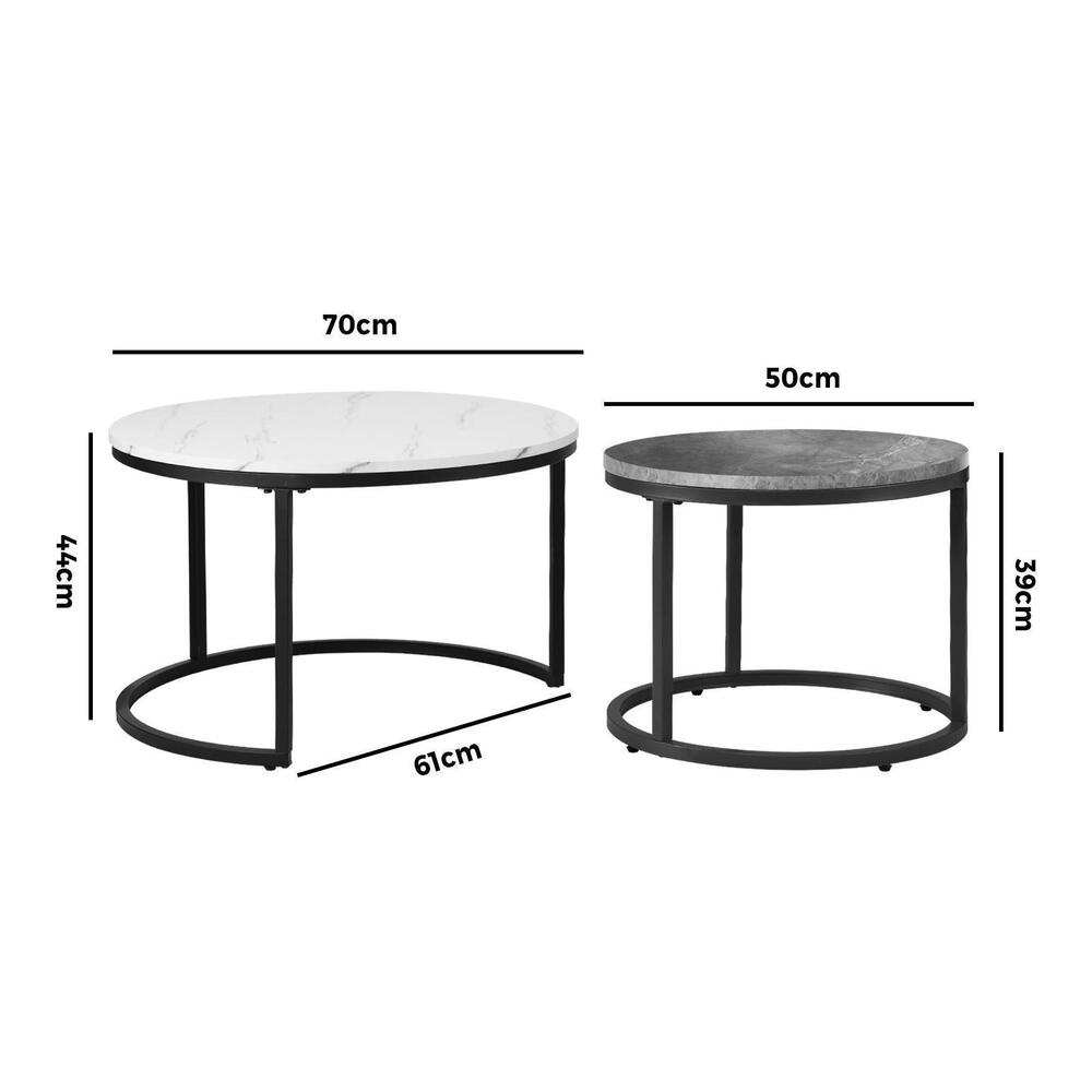 Set of 2 Coffee Table Round Nesting Side End Table