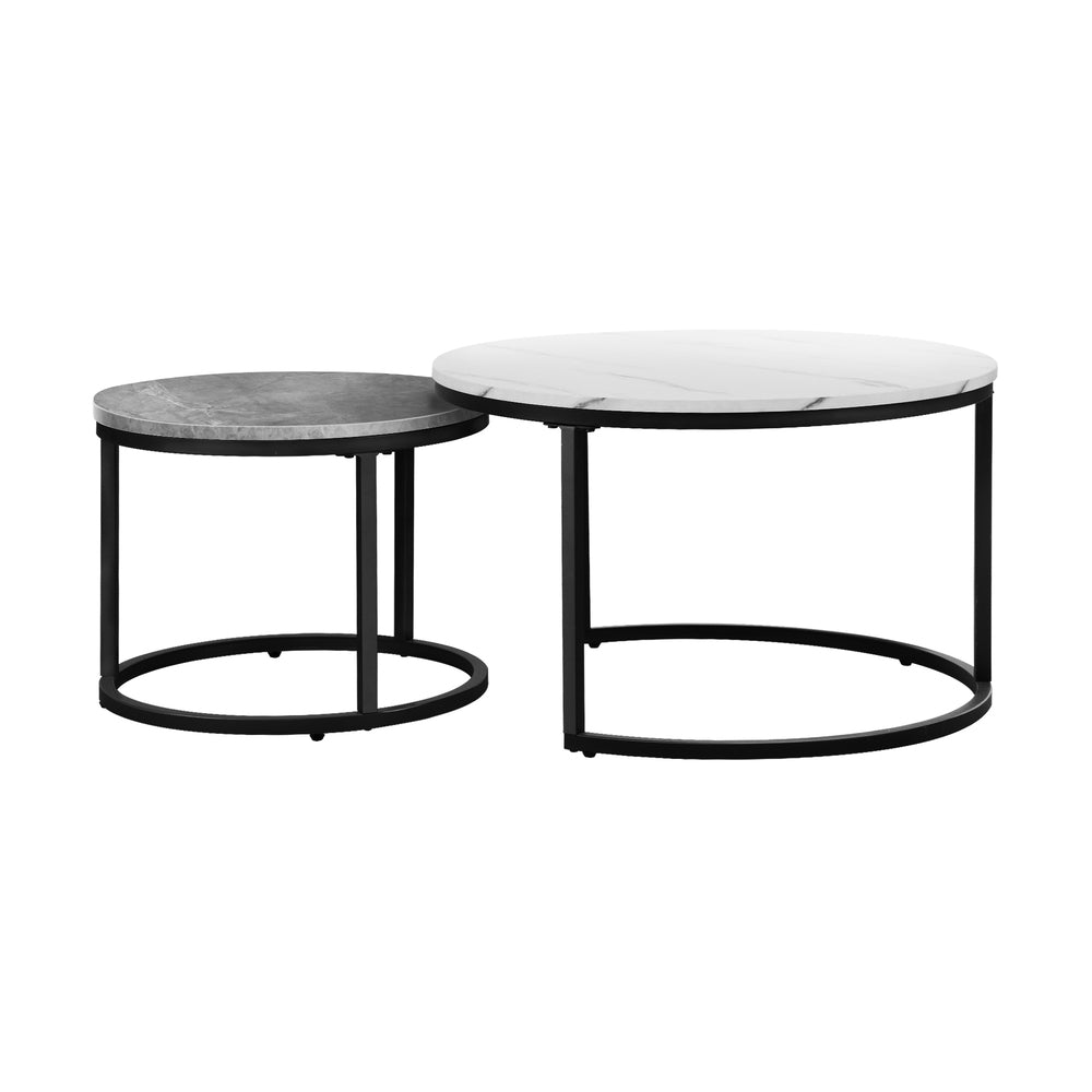 Set of 2 Coffee Table Round Nesting Side End Table