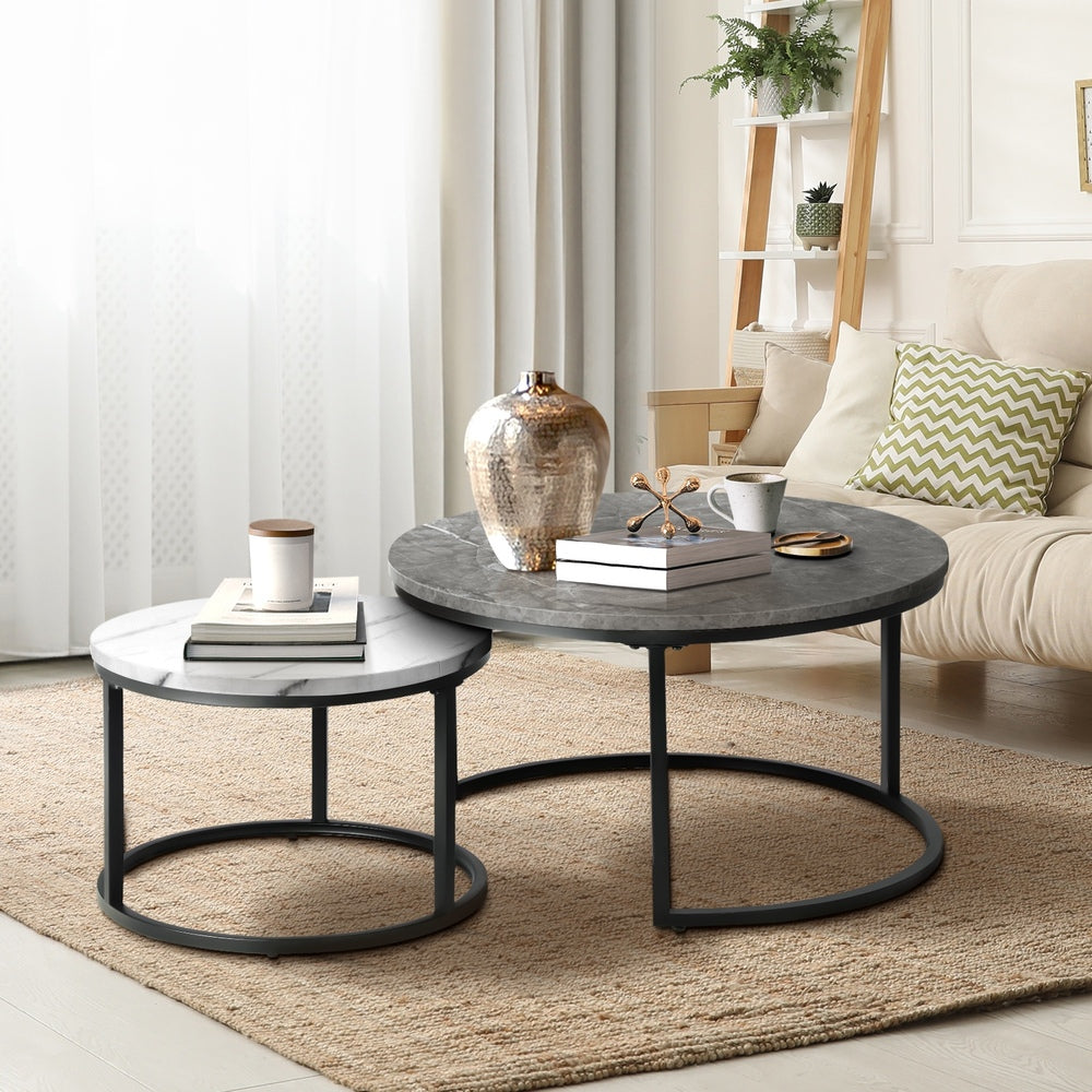 Nesting Coffee Table Round Marble