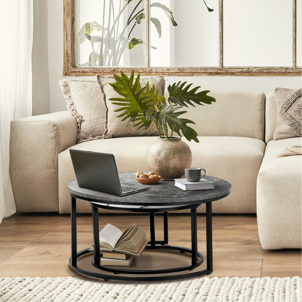 Nesting Coffee Table Round Marble