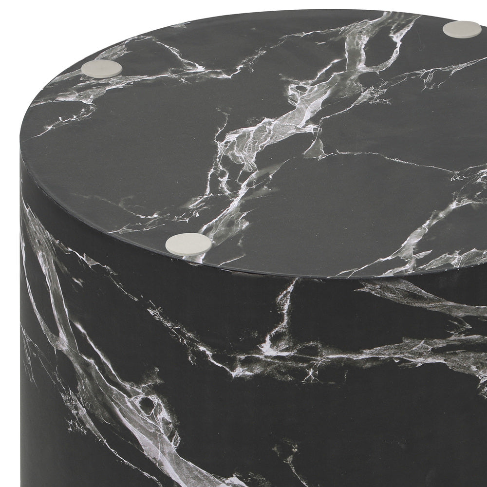 Round Coffee Table Set of 2 Marble Effect Black