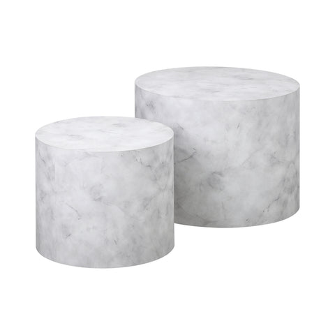 Round Coffee Table Set of 2 Marble Effect