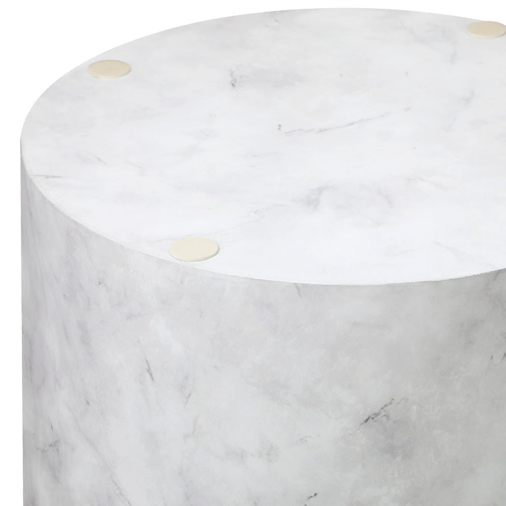 Round Coffee Table Set of 2 Marble Effect White