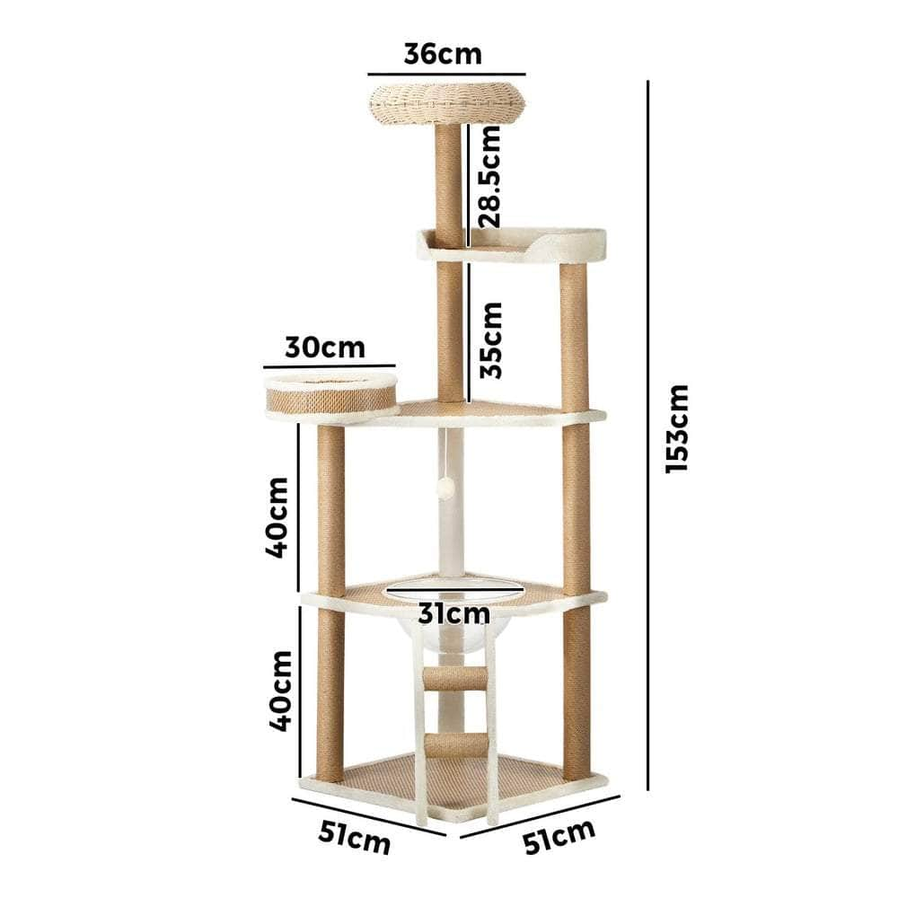 Cat Tree Rattan Cat Scratching Post 153CM