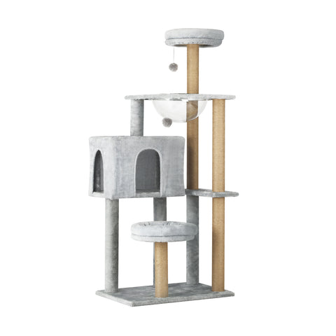 Unleash Your Cat's Playfulness with the Grey Cat Tower Scratching Post