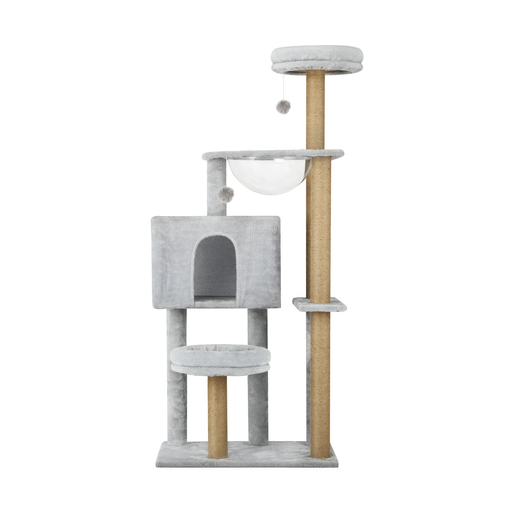 Unleash Your Cat's Playfulness with the Grey Cat Tower Scratching Post