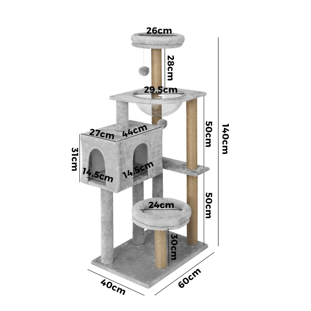 Unleash Your Cat's Playfulness with the Grey Cat Tower Scratching Post