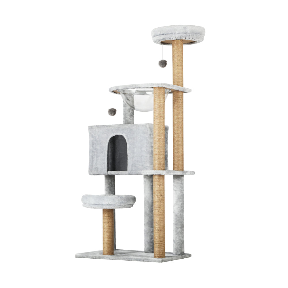 Unleash Your Cat's Playfulness with the Grey Cat Tower Scratching Post