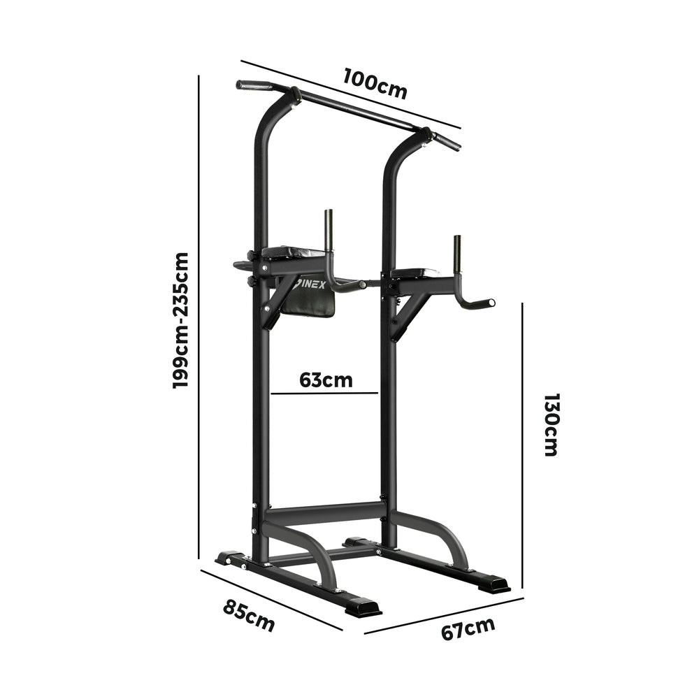 Versatile Workout Hub: Power Tower with Integrated Weight Bench and Pull-Up Bar