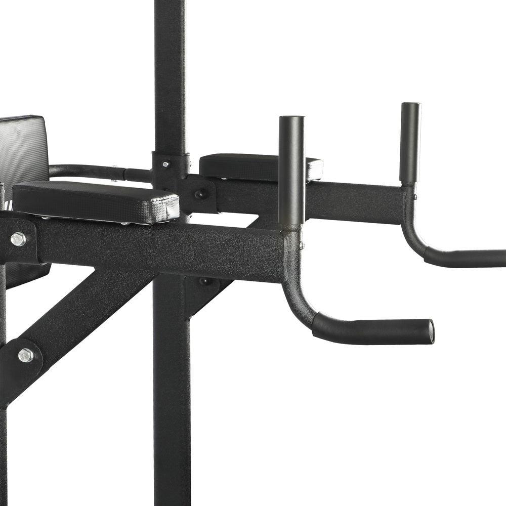 Versatile Workout Hub: Power Tower with Integrated Weight Bench and Pull-Up Bar