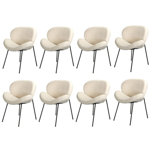 8PCS Dining Chair Tub Armchairs Sherpa White