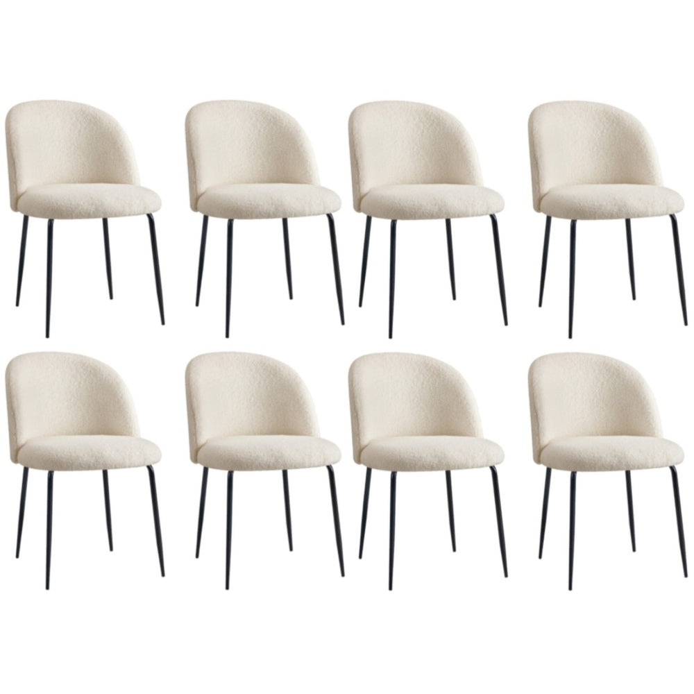 8x Dining Chairs Upholstered Sherpa White