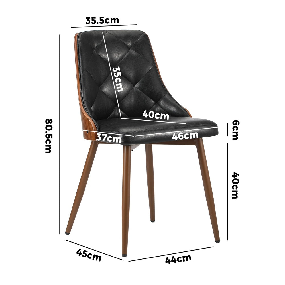 Dining Chairs Retro PU Leather x2 Black/White