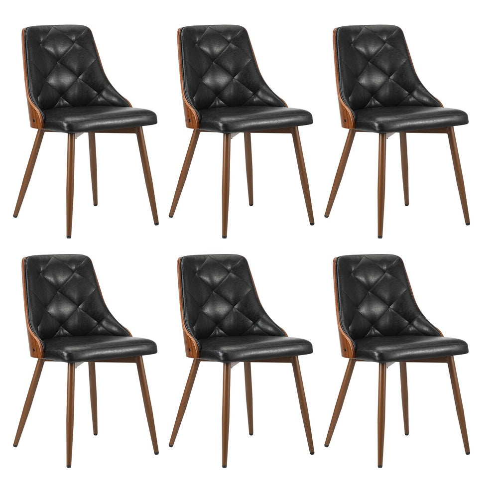 Dining Chairs Cafe Seat Retro PU Leather Black/White