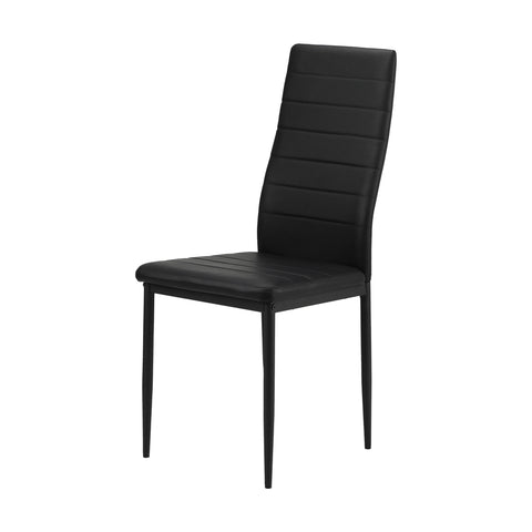 4PCS Dining Chairs High-Back Leather Black