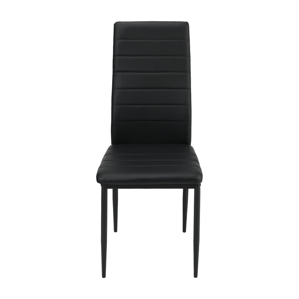 6PCS Dining Chairs High-Back Leather Black