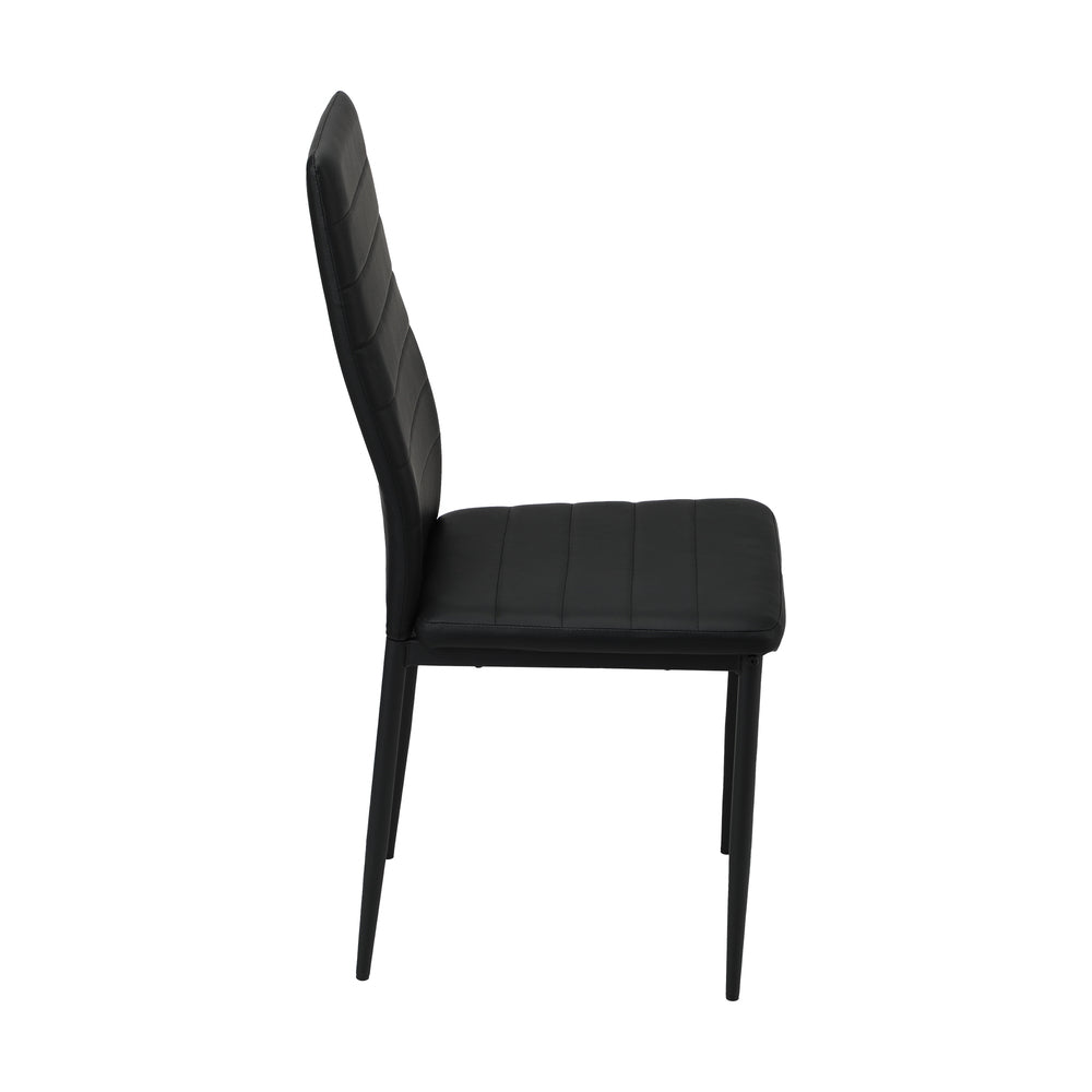 4PCS Dining Chairs High-Back Leather Black