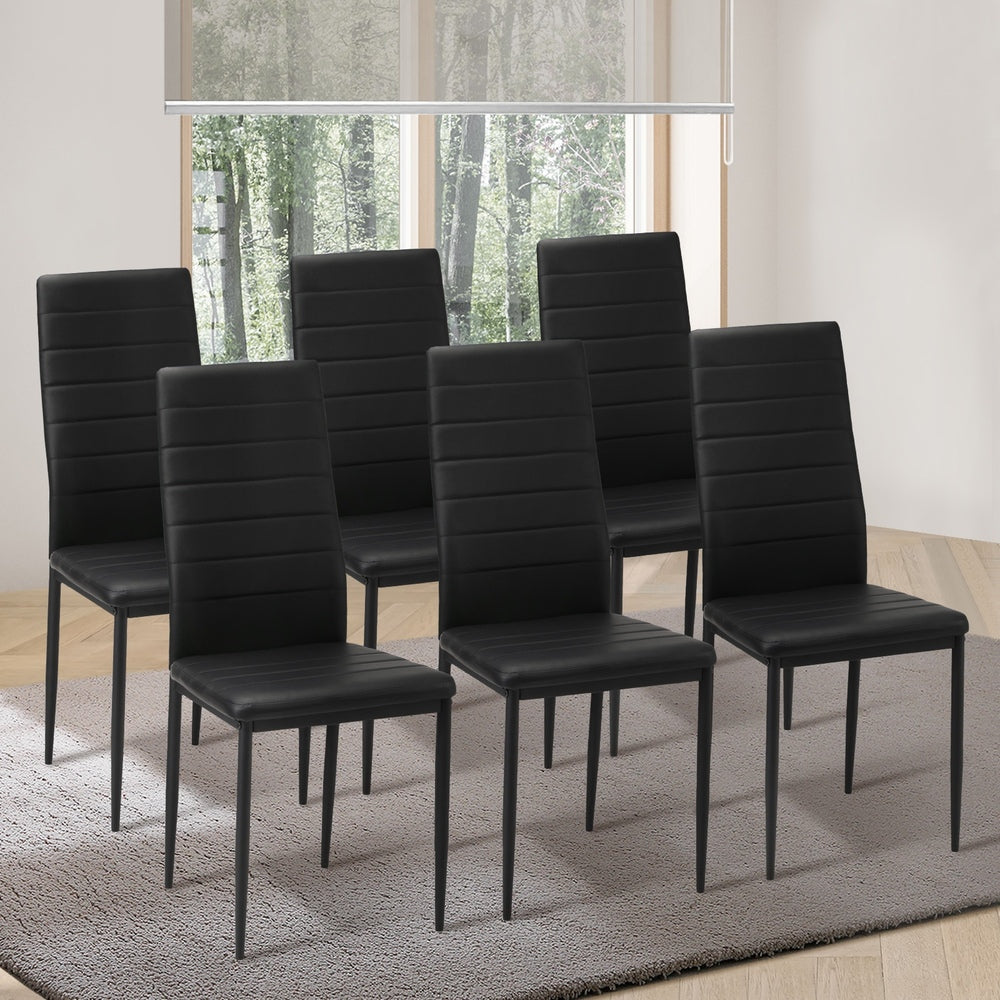 4PCS Dining Chairs High-Back Leather Black