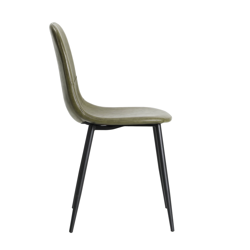 2x Dining Chairs PU Leather Black/Green