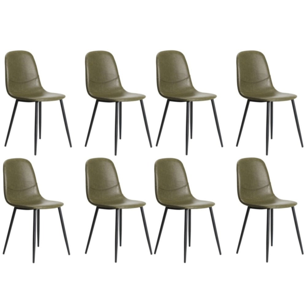 8x Dining Chairs Accent Chair PU Leather Green