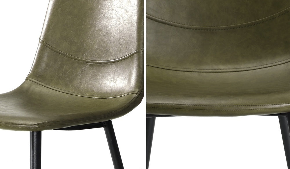 8x Dining Chairs Accent Chair PU Leather Black/Green