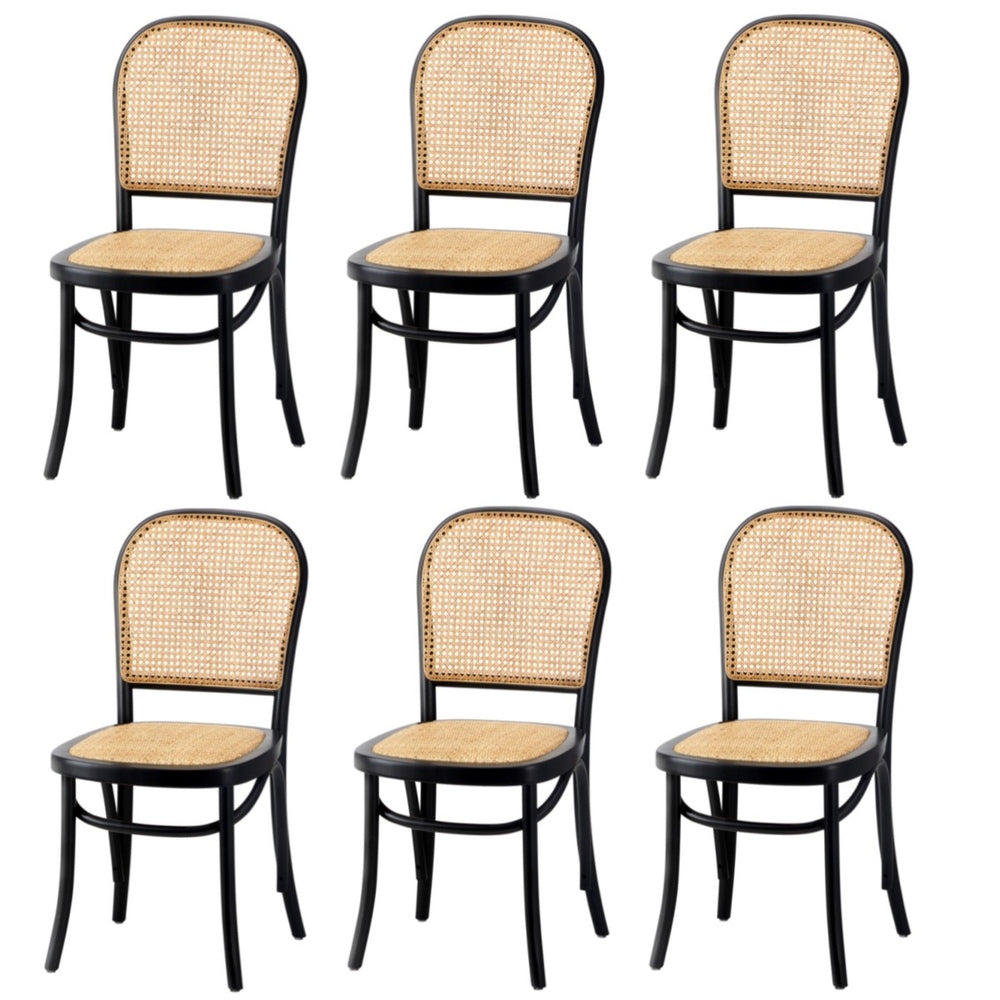 4Pcs/6Pcs Dining Chairs Wooden Chairs Rattan Black