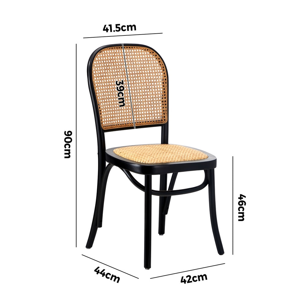 4Pcs/6Pcs Dining Chairs Wooden Chairs Rattan Black