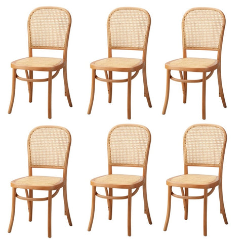 4/6PCS Dining Chairs Wooden Chairs Rattan Natural