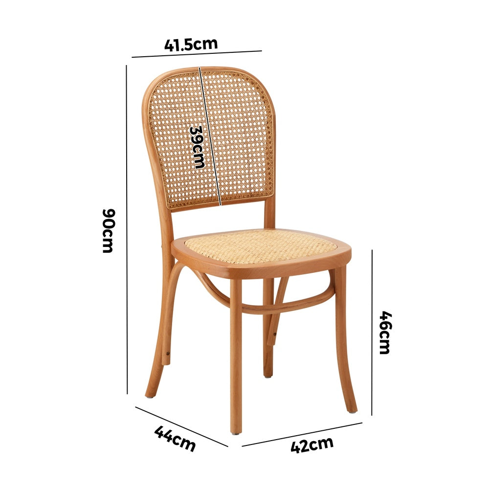 4/6PCS Dining Chairs Wooden Chairs Rattan Natural