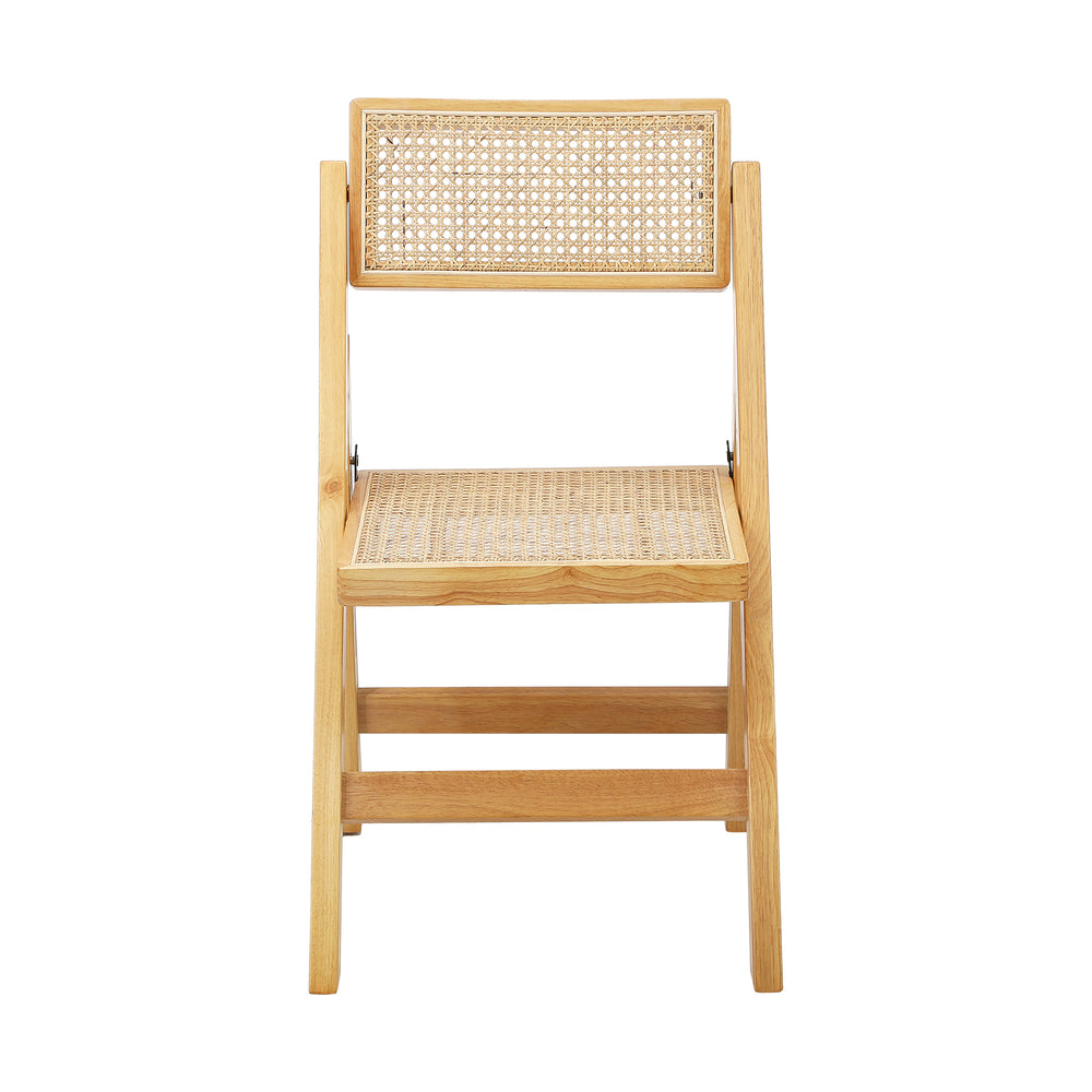 2x Dining Chairs Folding Rattan Chair Wooden