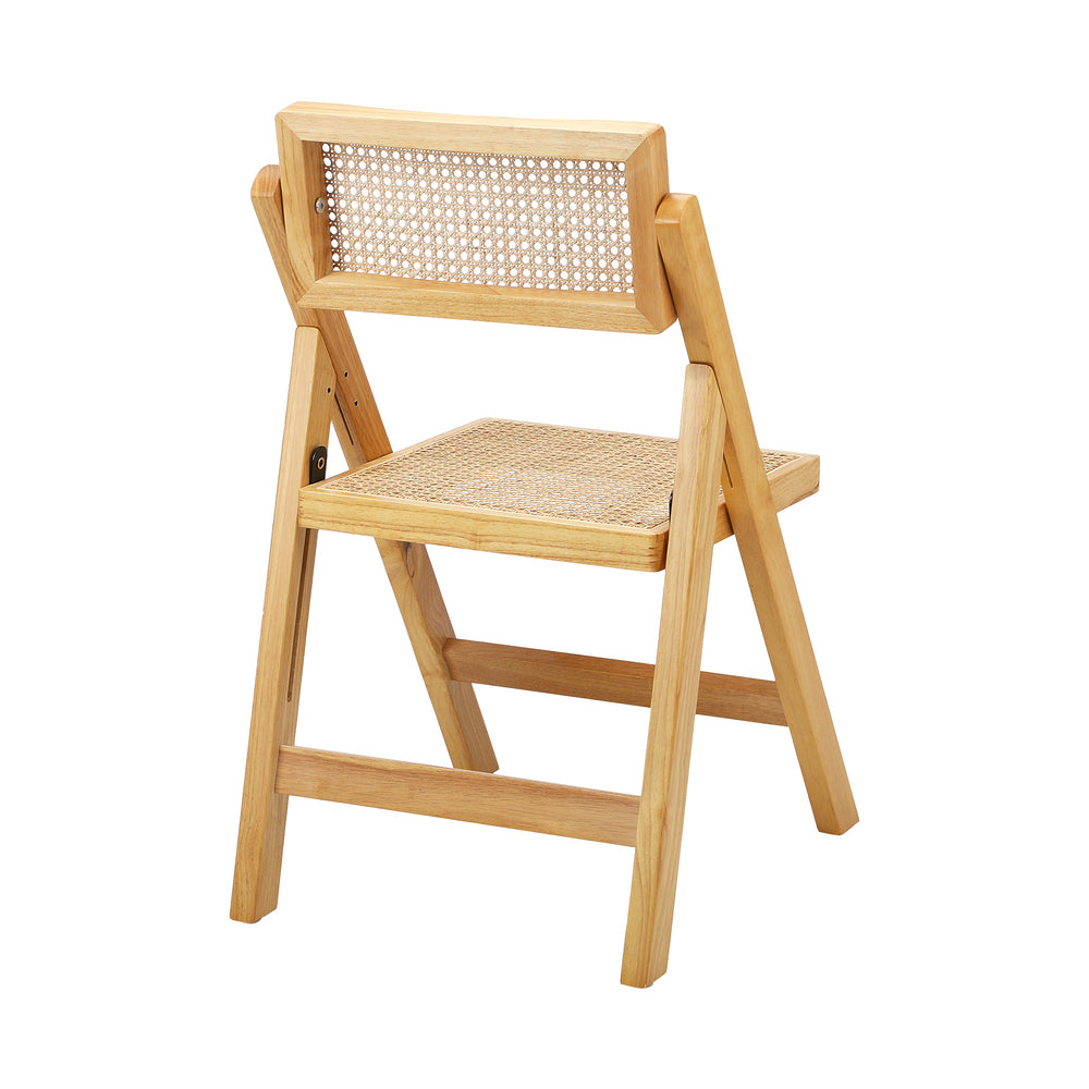 2x Dining Chairs Folding Rattan Chair Wooden