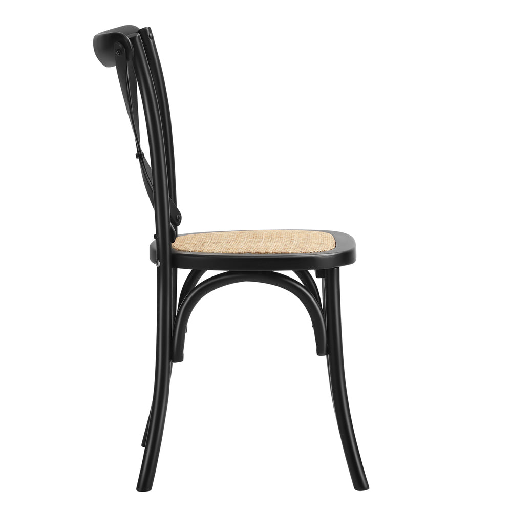 Crossback Dining Chair Ratan Seat Black/Natural/White