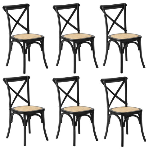 Crossback Dining Chair Ratan Seat Black/Natural/White