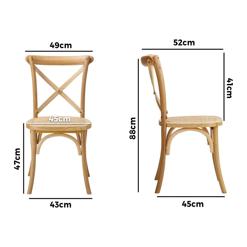 Crossback Dining Chair Ratan Seat Black/Natural/White