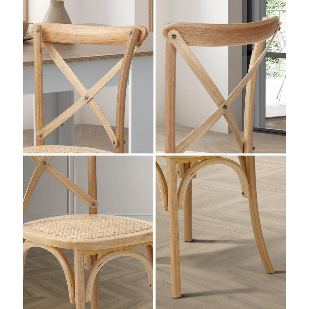 Crossback Dining Chair Ratan Seat Black/Natural/White