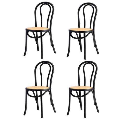 Wooden Dining Chair Ratan Seat Black/Natural/White