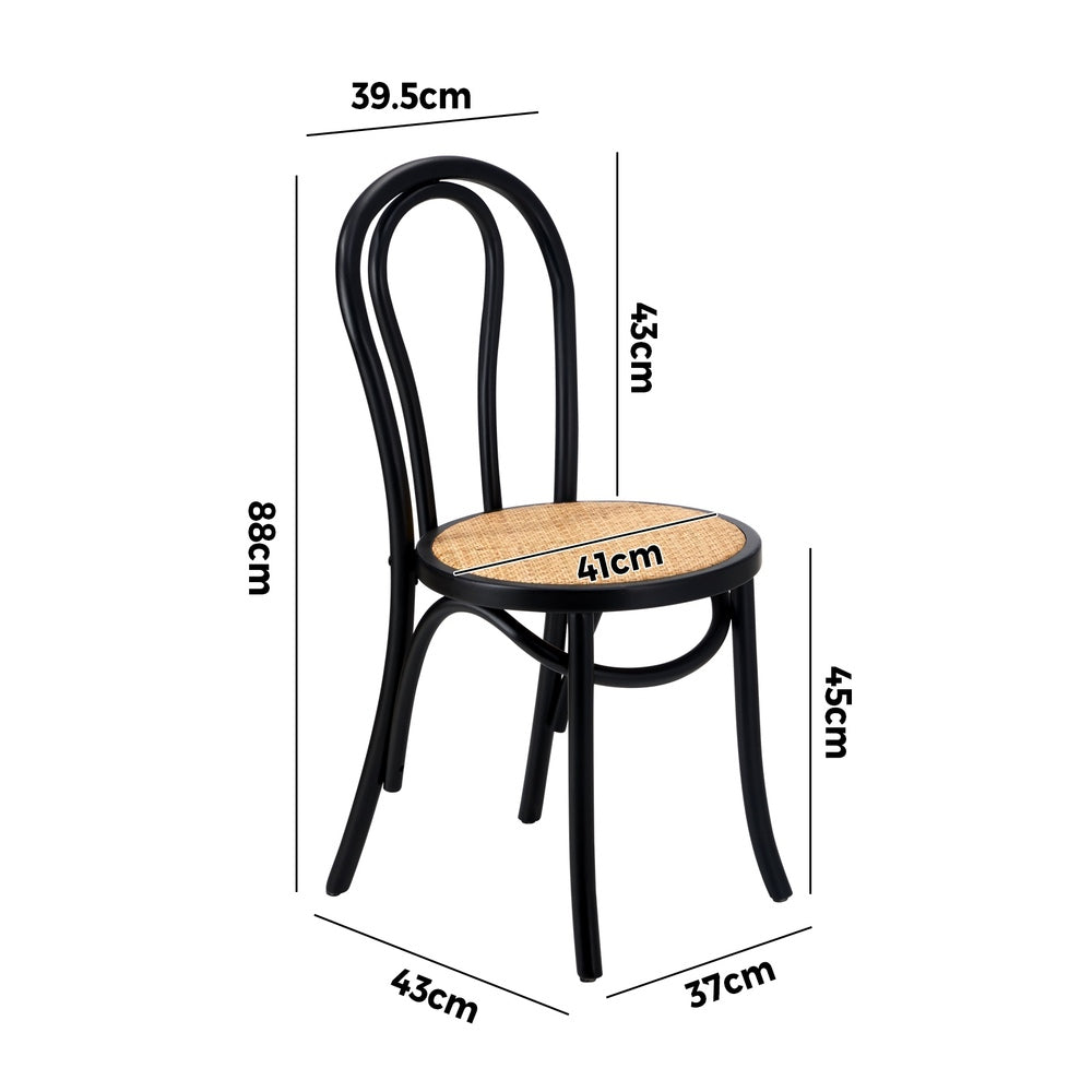 Wooden Dining Chair Ratan Seat Black/Natural/White