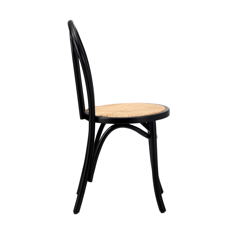 Wooden Dining Chair Ratan Seat Black/Natural/White