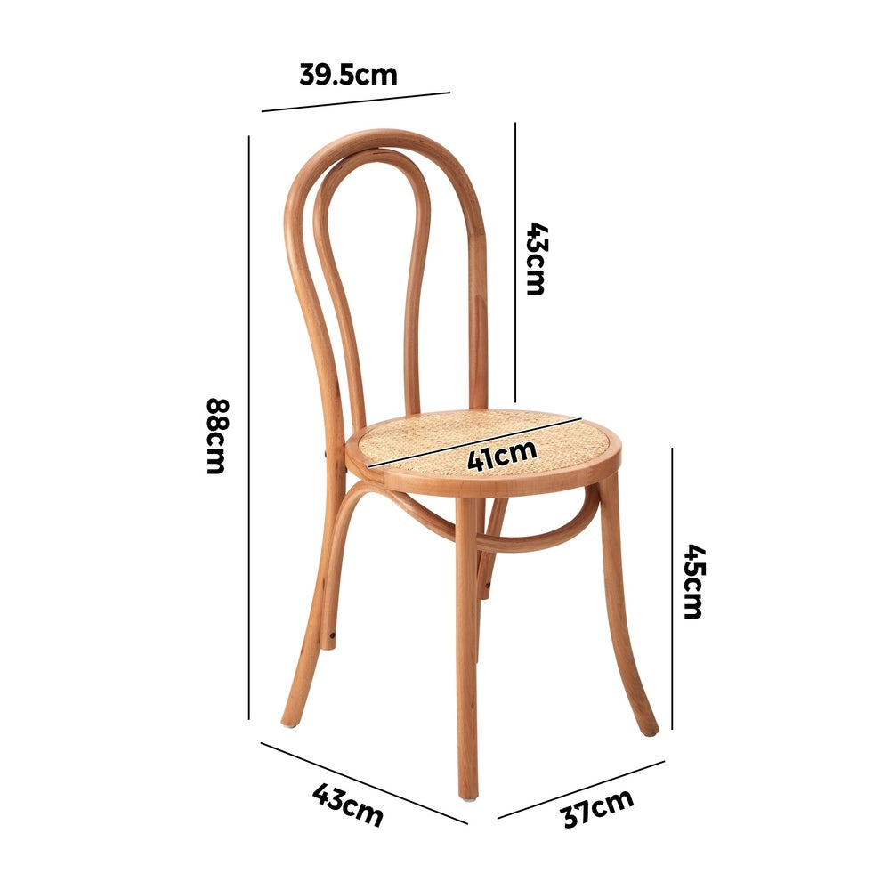 Wooden Dining Chair Ratan Seat Black/Natural/White