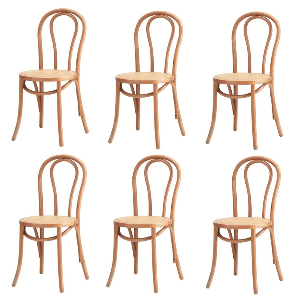 Wooden Dining Chair Ratan Seat Black/Natural/White