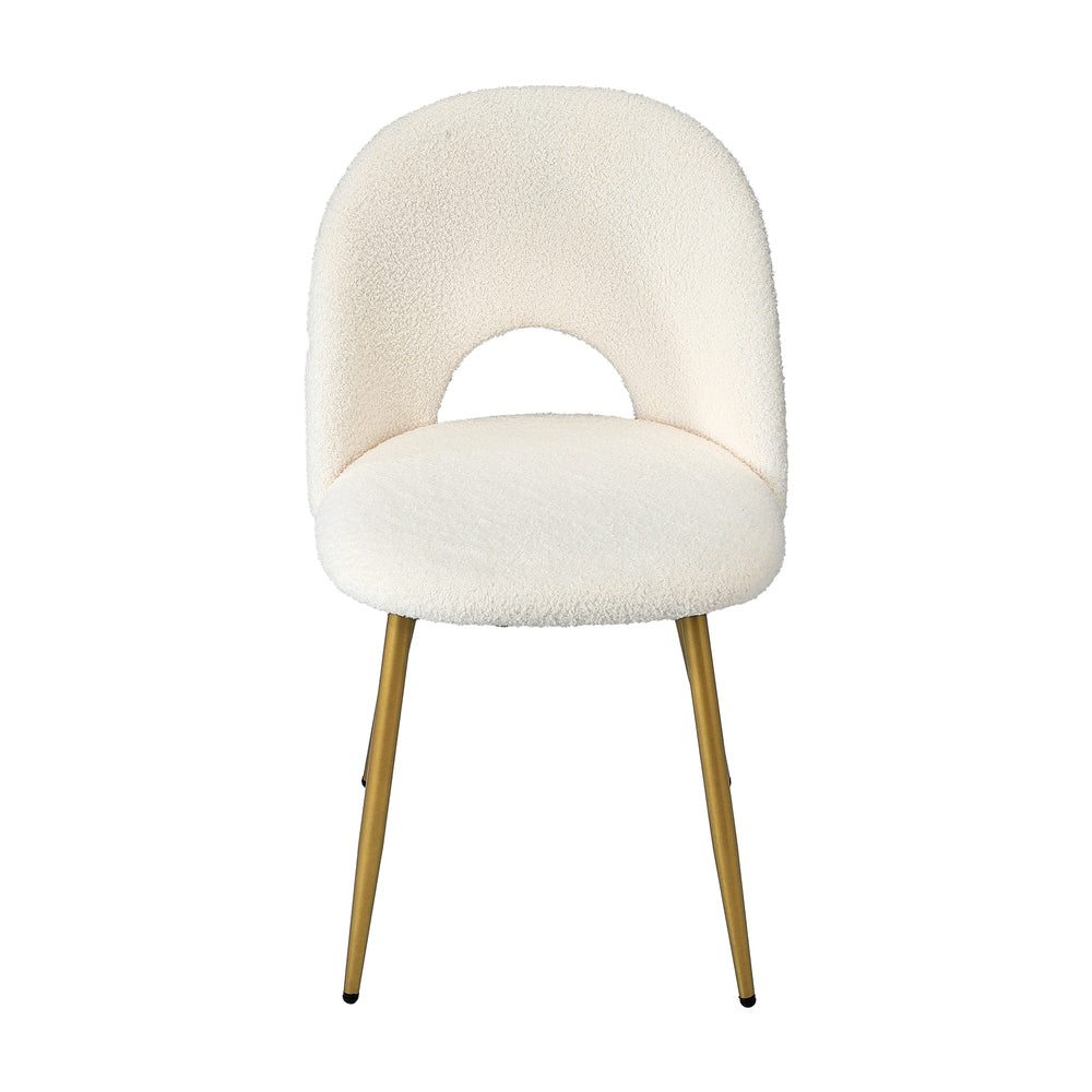 2PCS Dining Chairs Armchair Sherpa Golden White