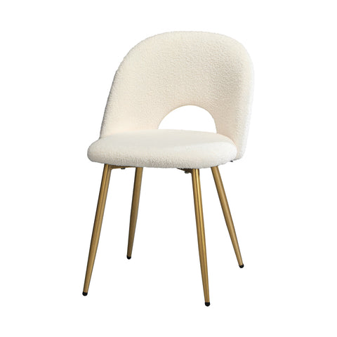 2PCS Dining Chairs Armchair Sherpa Golden White