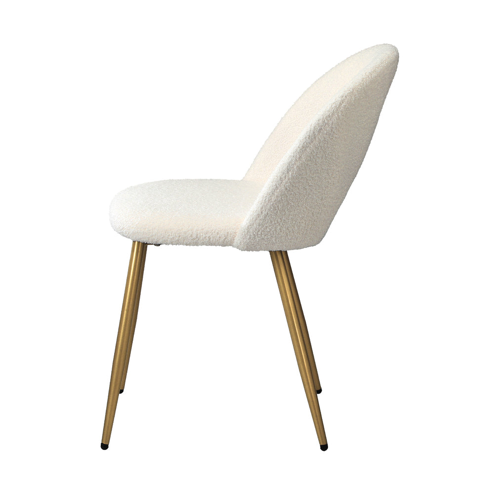 2PCS Dining Chairs Armchair Sherpa Golden White