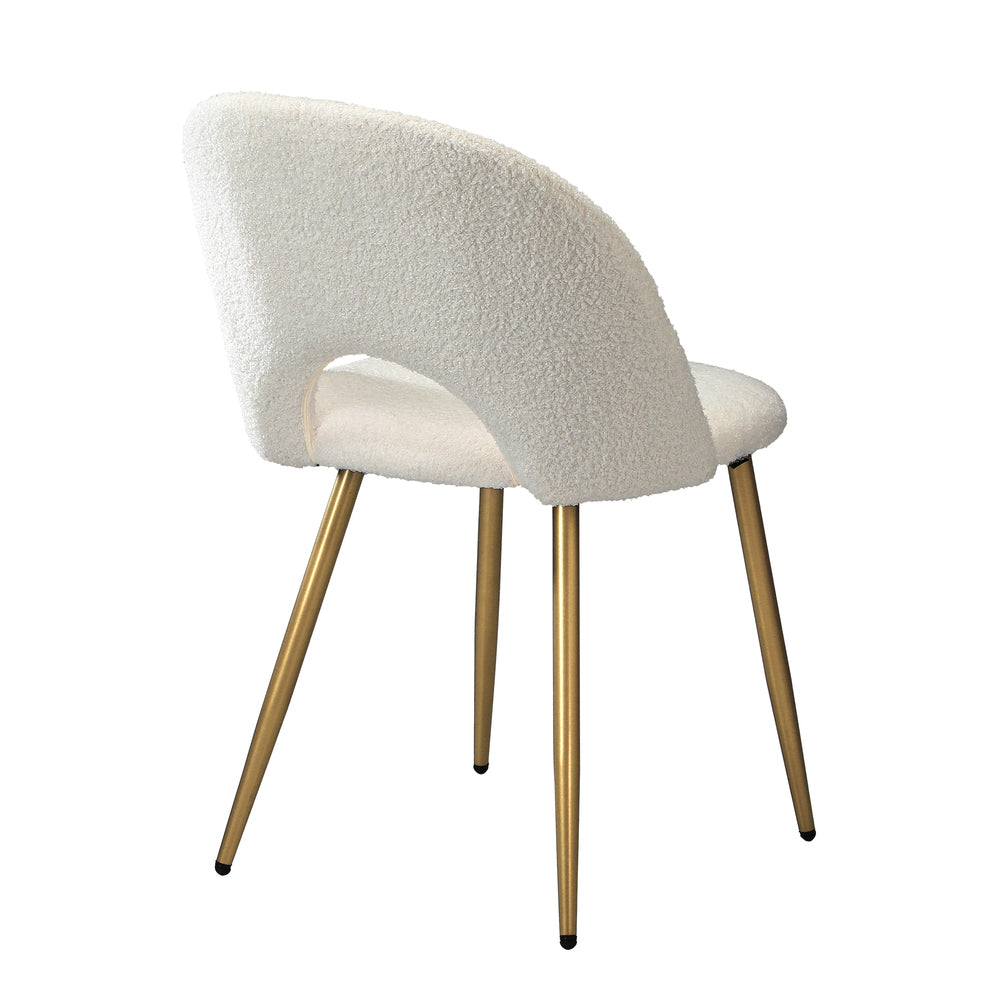 2PCS Dining Chairs Armchair Sherpa Golden White